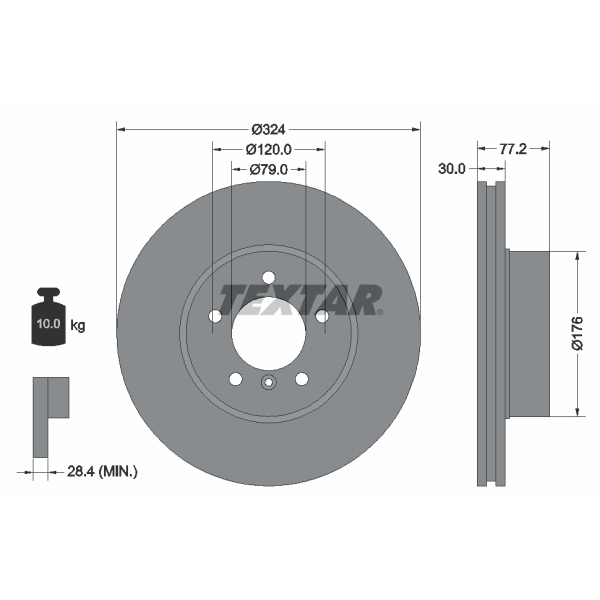 Textar Bremsscheiben 324mm + Beläge vorne für BMW 5Er E60 E61 + 6Er E63 E64