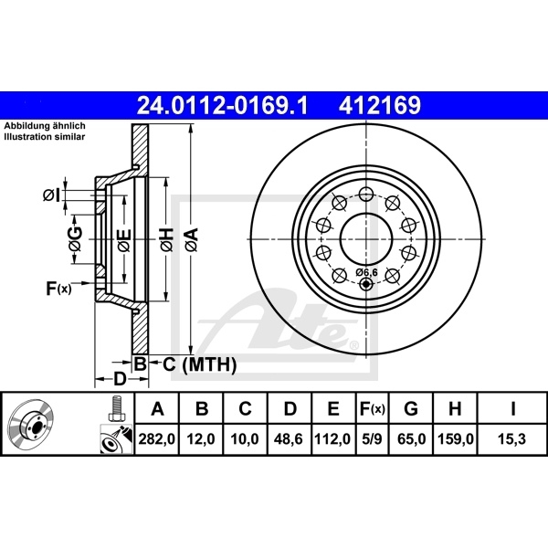 ATE Bremsenset hinten Bremsscheiben + Bremsbeläge für VW Passat Variant