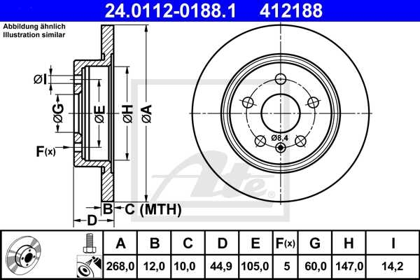 ATE Bremsscheiben 268Mm + Ceramic Beläge hinten Für Opel Astra J Chevrolet Cruze