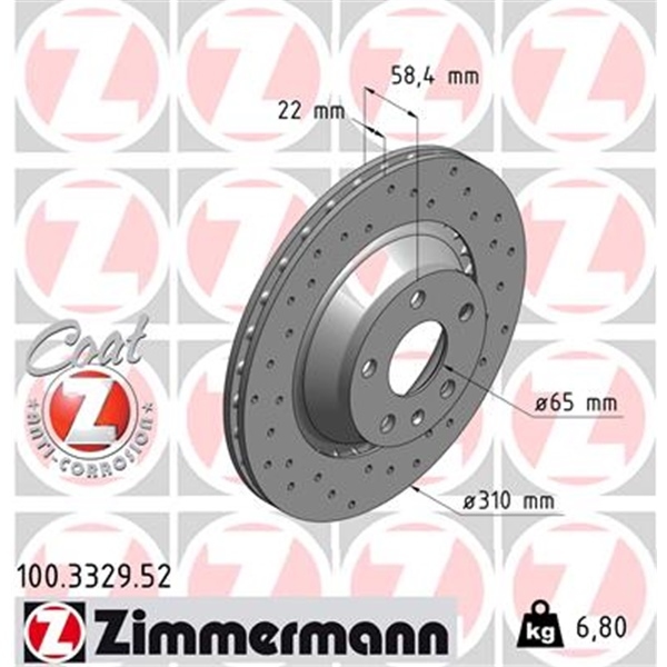 Zimmermann Sportscheiben Beläge Für Audi Tt (8J) 3.2 V6 + Tts vorne hinten