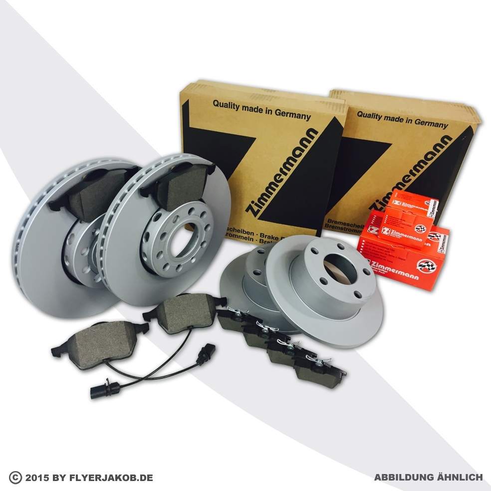 ZIMMERMANN Bremsen Kit Bremsscheiben + Bremsbeläge Audi A3 S3 (8P) 265/256 PS