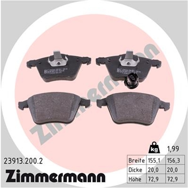 ZIMMERMANN Bremsen Kit Bremsscheiben + Bremsbeläge Audi A3 S3 (8P) 265/256 PS