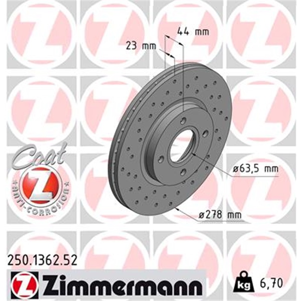 Zimmermann Sport-Bremsscheiben 278mm + Beläge vorne für FORD Fiesta 6+ B-Max