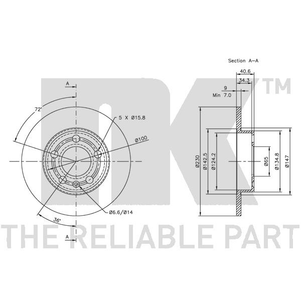 NK Bremsscheiben 230mm  Beläge hinten für AUDI A3 (8L1) 1.6 1.8 T Tdi 90-180 Ps