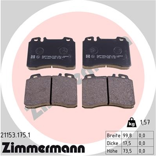 Zimmermann Bremsscheiben + Beläge für MERCEDES E-Klasse W210 E430 vorne + hinten