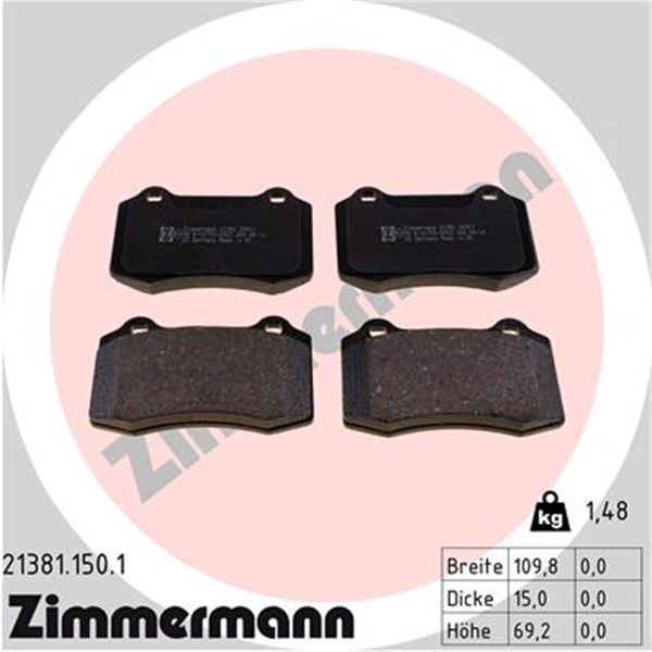 Zimmermann Bremsscheiben 323Mm + Beläge vorne Peugeot 208 + Citroen Ds3