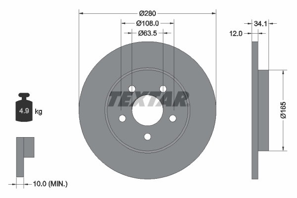 TEXTAR BREMSSCHEIBEN + BELÄGE HINTEN passend für FORD MONDEO MK3