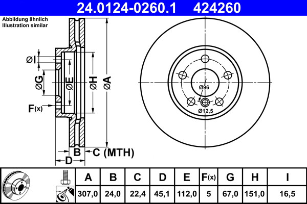 ATE BREMSSCHEIBEN 307mm + BELÄGE VORNE passend für BMW X1 F48 + X2 F39