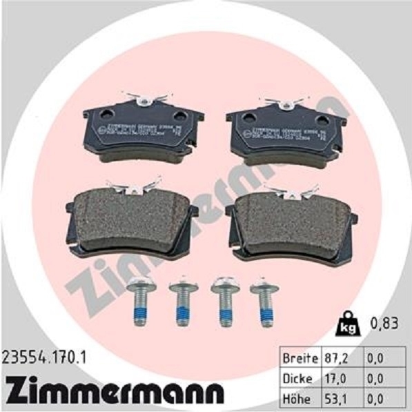 Zimmermann Bremsen Bremsscheiben Beläge hinten AUDI SEAT SKODA VW