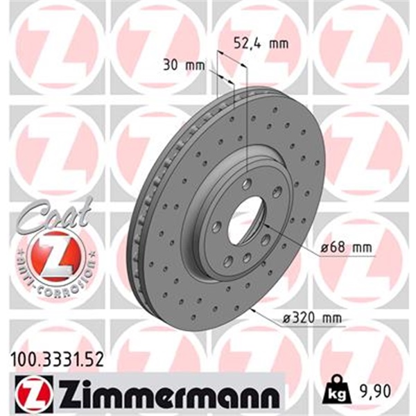 Zimmermann Sport Bremsscheiben + Beläge vorne für AUDI A4 3.2 Fsi S-Line Quattro