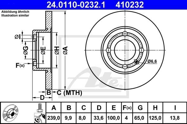 ATE BREMSSCHEIBEN 239mm + BELÄGE VORNE SEAT AROSA (6H) 1.0 47kW 50PS