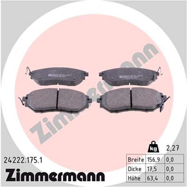 Zimmermann Sport Bremsscheiben 277Mm + Beläge vorne Für Subaru Legacy Iv 4 Bl Bp