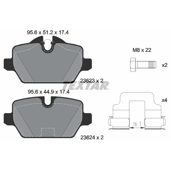 Textar Bremsscheiben + Beläge hinten für BMW 1Er E81 E87