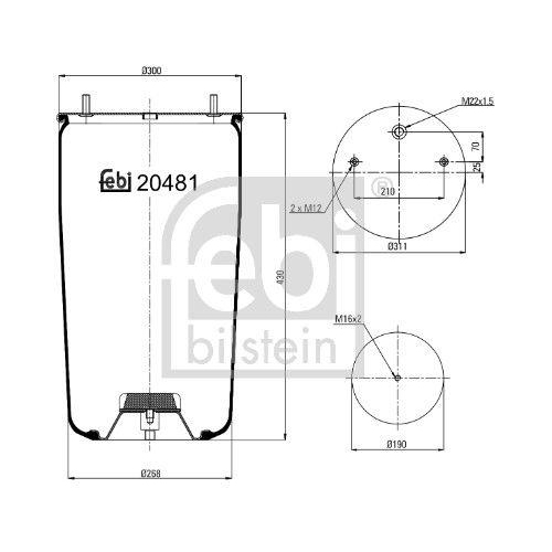 Febi Bilstein 20481 Federbalg Luftfederung für Bpw Schmitz Cargobull