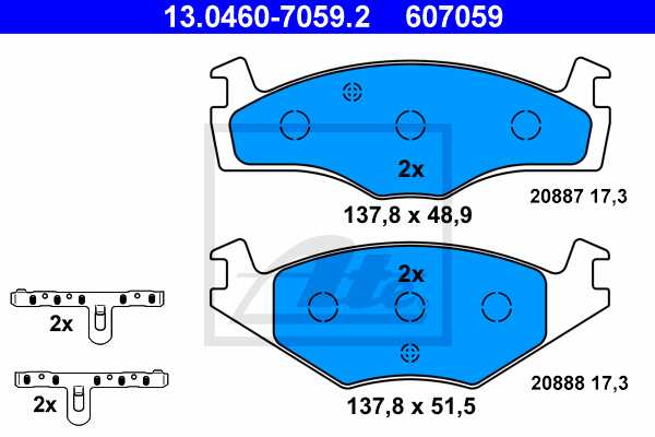 ATE Bremsscheiben 239mm Voll + Bremsbeläge vorne für VW Polo 6N
