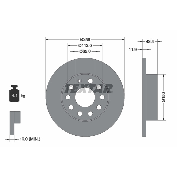 Textar Bremsenset hinten Bremsscheiben + Bremsbeläge für VW Touran