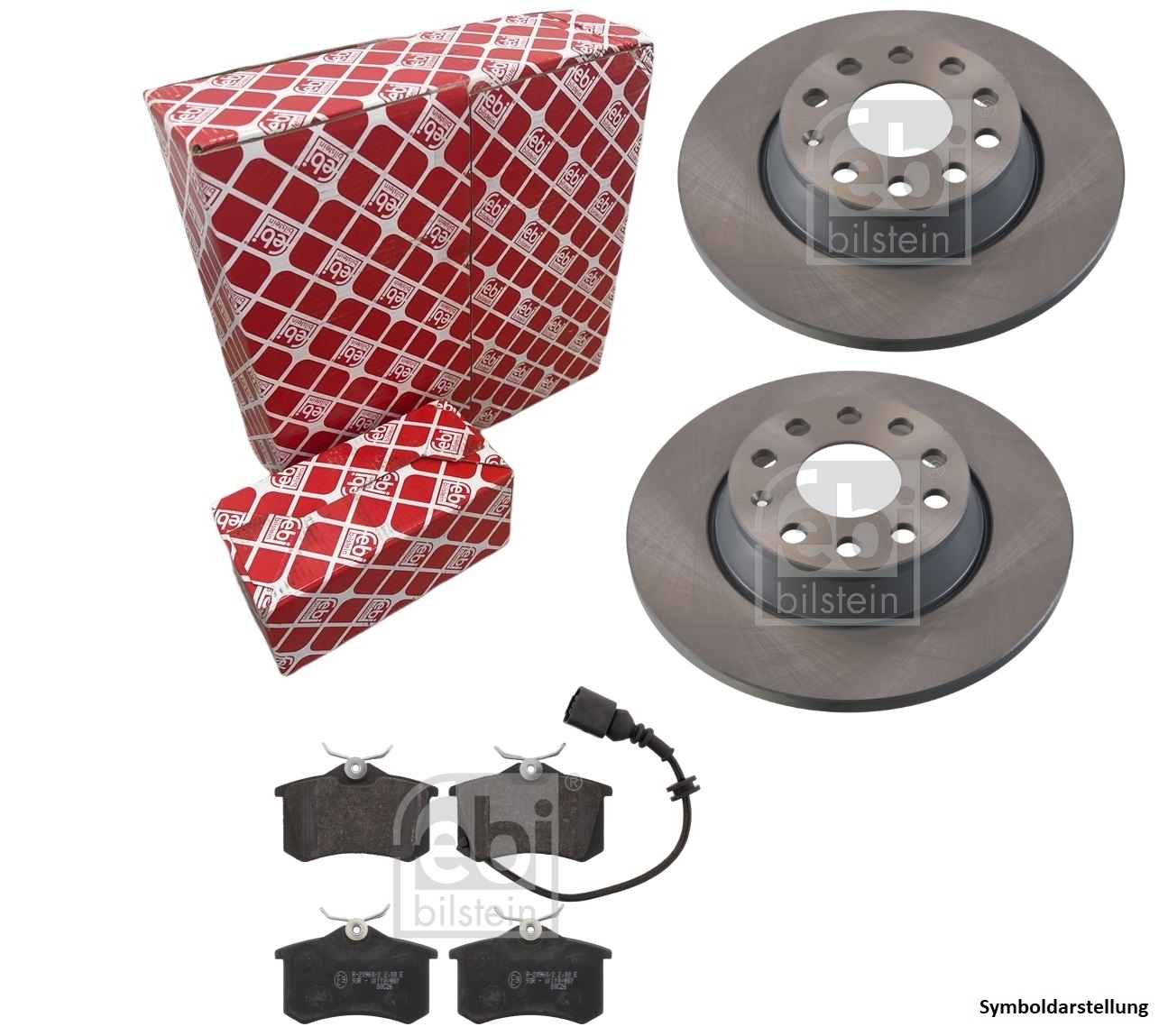 FEBI BREMSSCHEIBEN 300mm + BELÄGE WK HINTEN passend für AUDI Q5 FY ab Bj. 2017