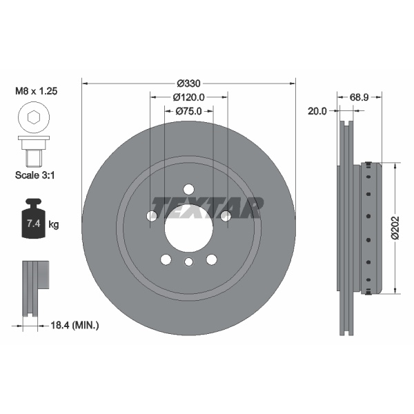 Textar Bremsscheiben Beläge hinten für BMW 5Er F10 F11 F18