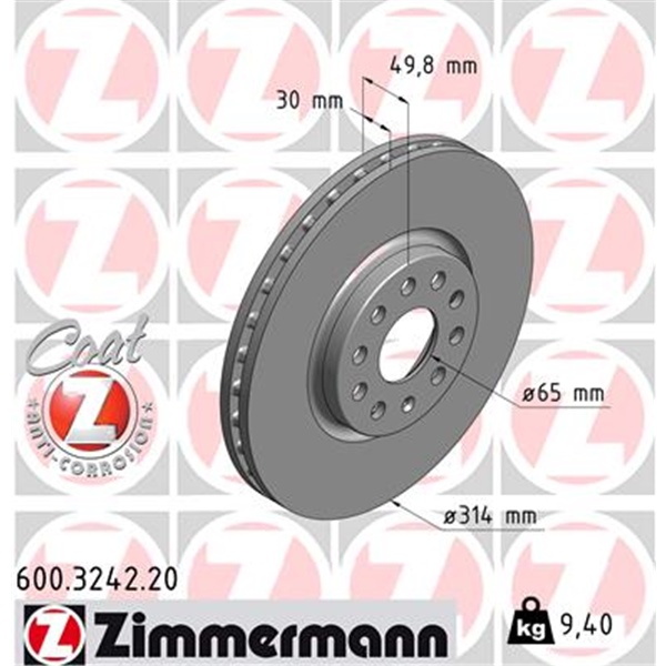 Zimmermann Bremsscheiben + Beläge vorne Volkswagen Sharan 2.0 Tdi Bmt Cup