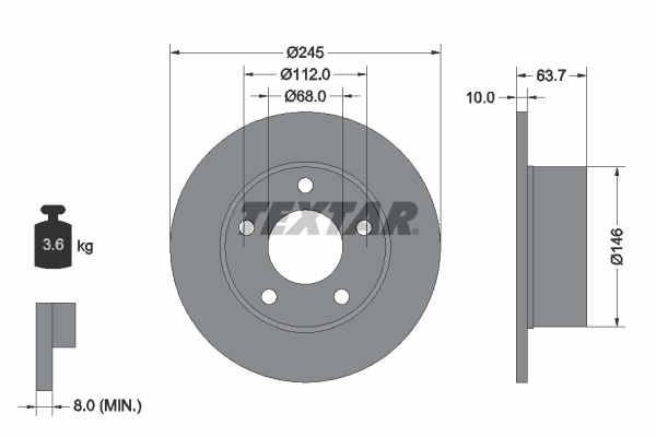 TEXTAR BREMSEN BREMSSCHEIBEN KIT VORNE HINTEN VW PASSAT Variant 3B5 1.9 TDI