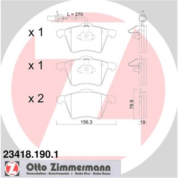 Zimmermann Bremsscheibe + Bremsbeläge vorne Vw Sharan 7M 1.9 Tdi