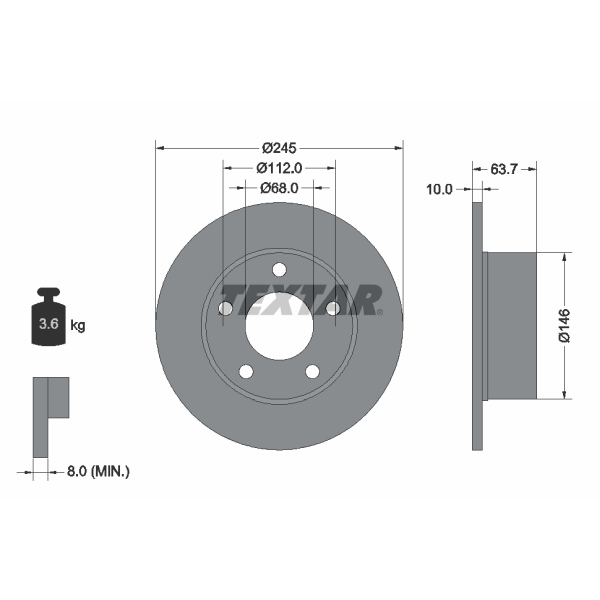 Textar Bremsenset hinten Bremsscheiben + Bremsbeläge für VW Passat Variant