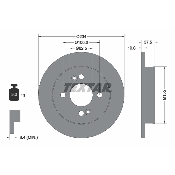 Textar Bremsenset hinten Bremsscheiben Bremsbeläge für HYUNDAI I10