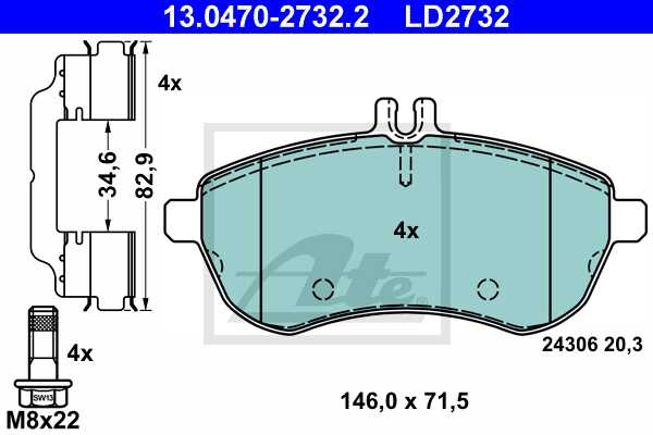 ATE Gelochte Bremsscheiben  Ceramic Beläge vorne für MERCEDES C-Klasse W204 S204