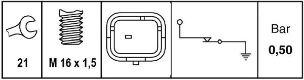Original Hella Öldruckschalter, 0,5 Bar 6ZL 009 600-041