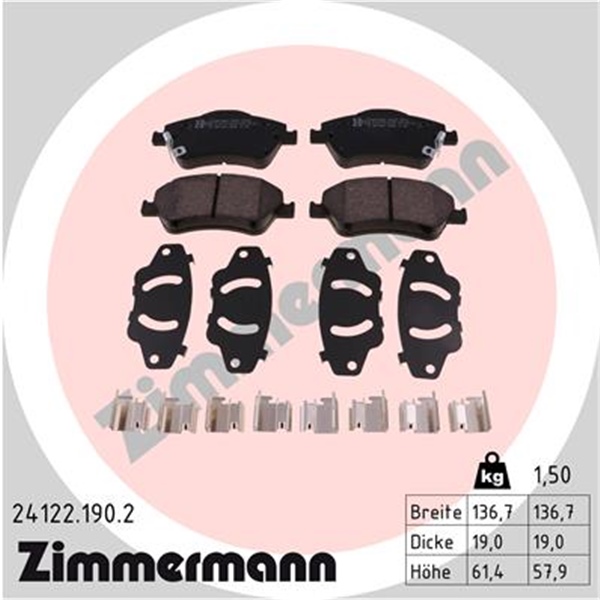 Zimmermann Bremsscheiben Beläge Für Toyota Auris (E15) 1.33-1.8 1.4 D-4D vorne