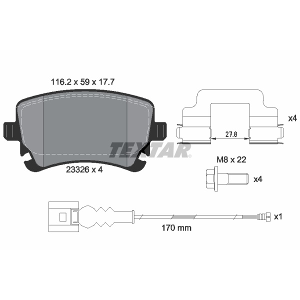 Textar Bremsscheiben + Beläge hinten für VW T5 + T6 Multivan Transporter Bus
