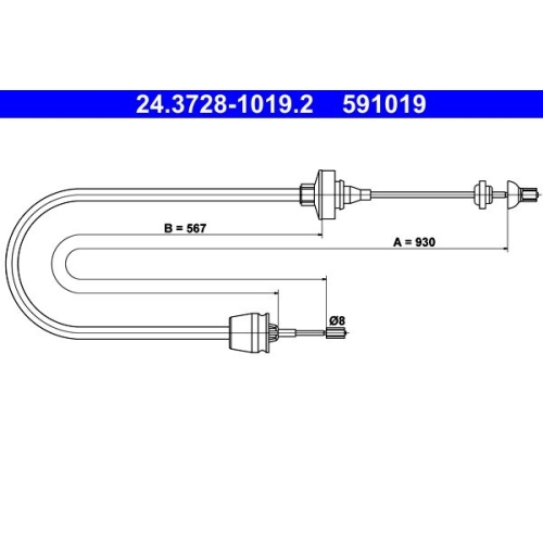 Ate 24.3728-1019.2 Seilzug Kupplungsbetätigung für Renault