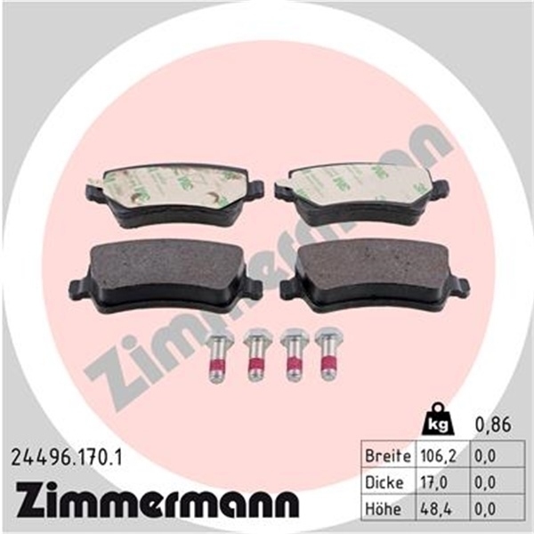 Zimmermann Bremsscheiben + Beläge vorne + hinten für FORD Galaxy + S-Max Wa6