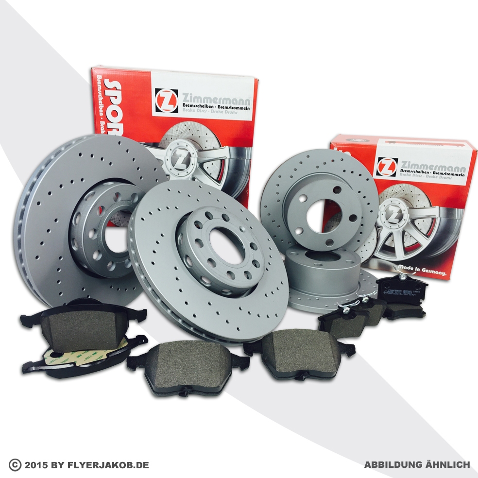 Zimmermann Sport Bremsscheiben+Beläge vorne+hinten für BMW 5Er F10 F18 F11