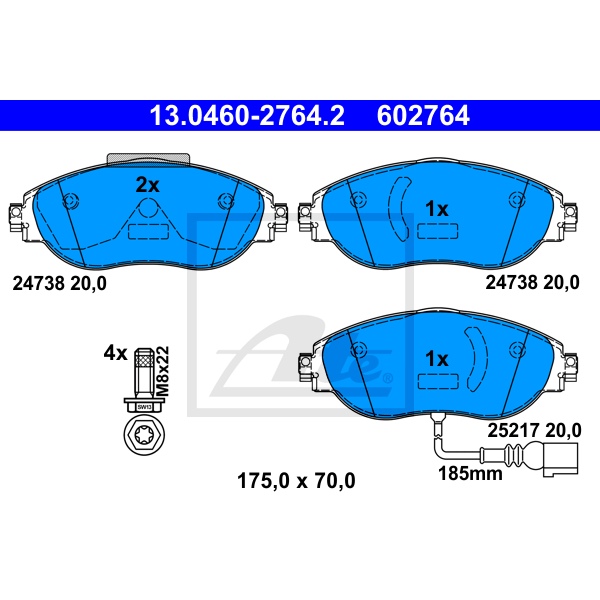 ATE Bremsenset vorne Bremsscheiben + Bremsbeläge für SKODA Octavia Iii Combi