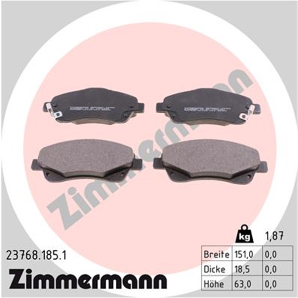 Zimmermann Bremsscheiben + Beläge vorne + hinten für TOYOTA Corolla Verso E12