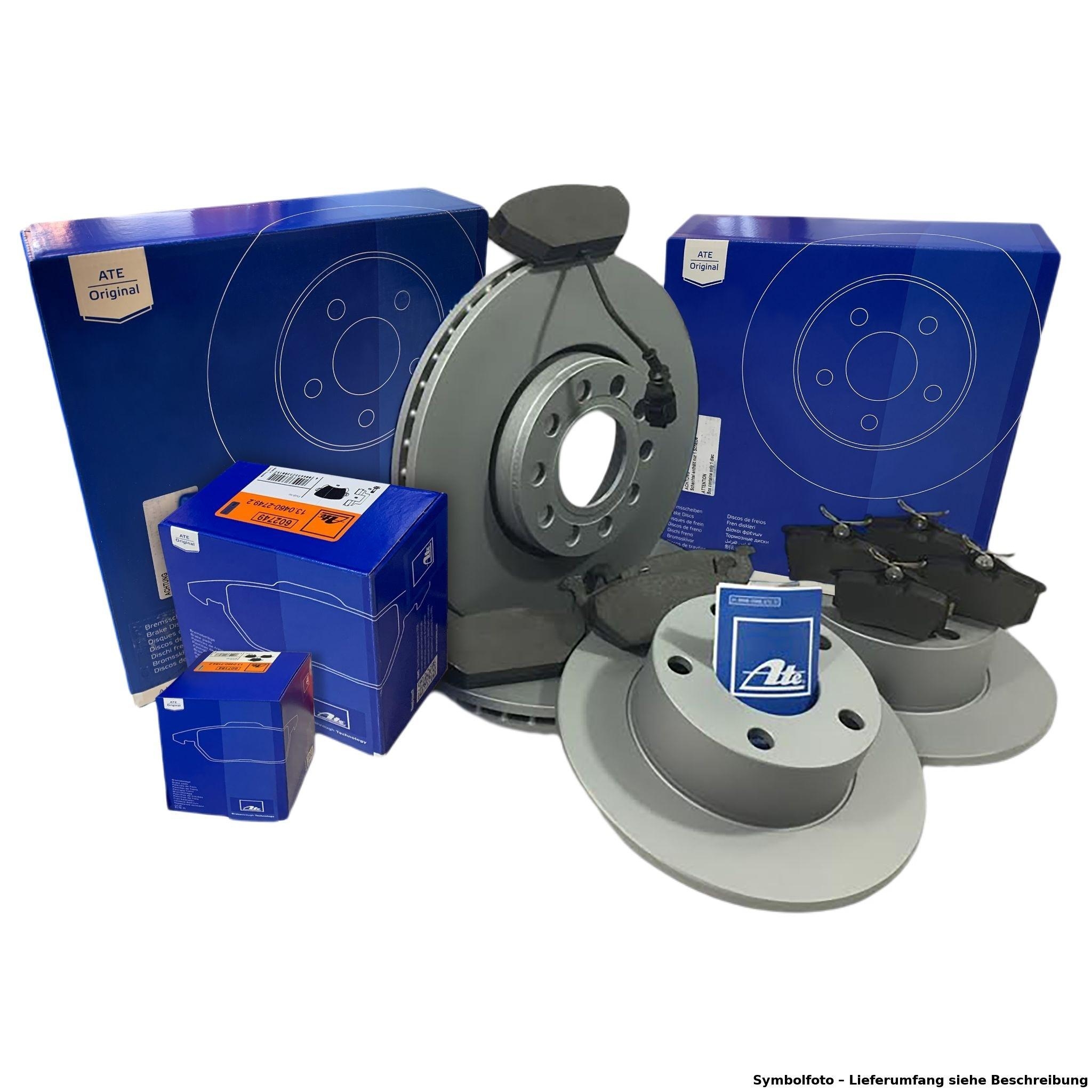 ATE Bremsen Bremsenset Bremsscheiben + Beläge Vorne + Hinten für Audi Seat VW