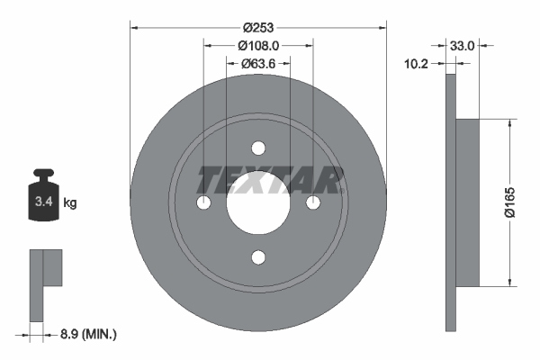 TEXTAR BREMSSCHEIBEN 253mm BELÄGE HINTEN passend für FORD FOCUS 1 FIESTA 5+6+ST