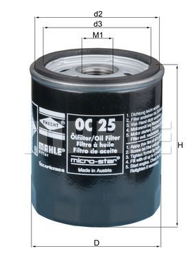 Knecht OC 25 Ölfilter für Bmw Ford Gmc Agria O&k Caterpillar Onan Lombardini