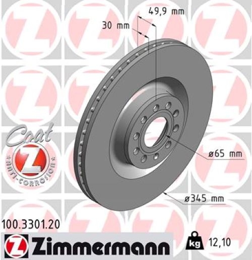 ZIMMERMANN BREMSEN BREMSSCHEIBEN BREMSBELÄGE VORNE für SEAT LEON 1P1 2.0 Cupra R