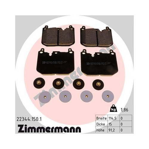 Zimmermann 22344.150.1 Bremsbelagsatz Scheibenbremse Vorderachse für Mini
