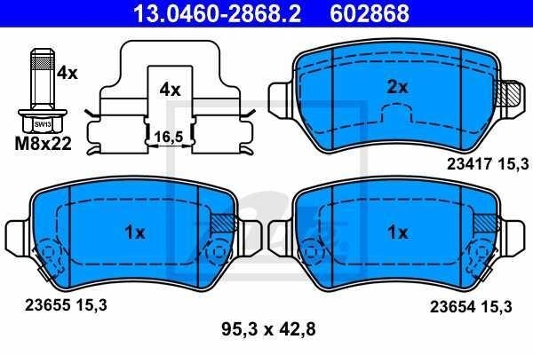 ORIGINAL ATE BREMSEN SET 2 BREMSSCHEIBEN + 4 BREMSBELÄGE HINTEN