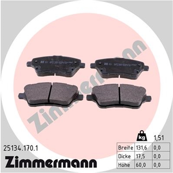 Zimmermann Bremsscheiben + Beläge für FORD B-Max / Fiesta Vi St180 vorne