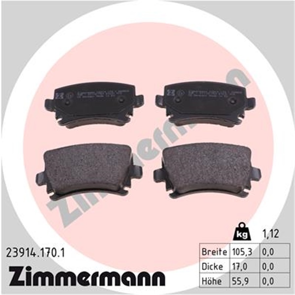 Zimmermann Sport Bremsscheiben 310mm Beläge hinten für AUDI A3 SEAT Leon VW Golf