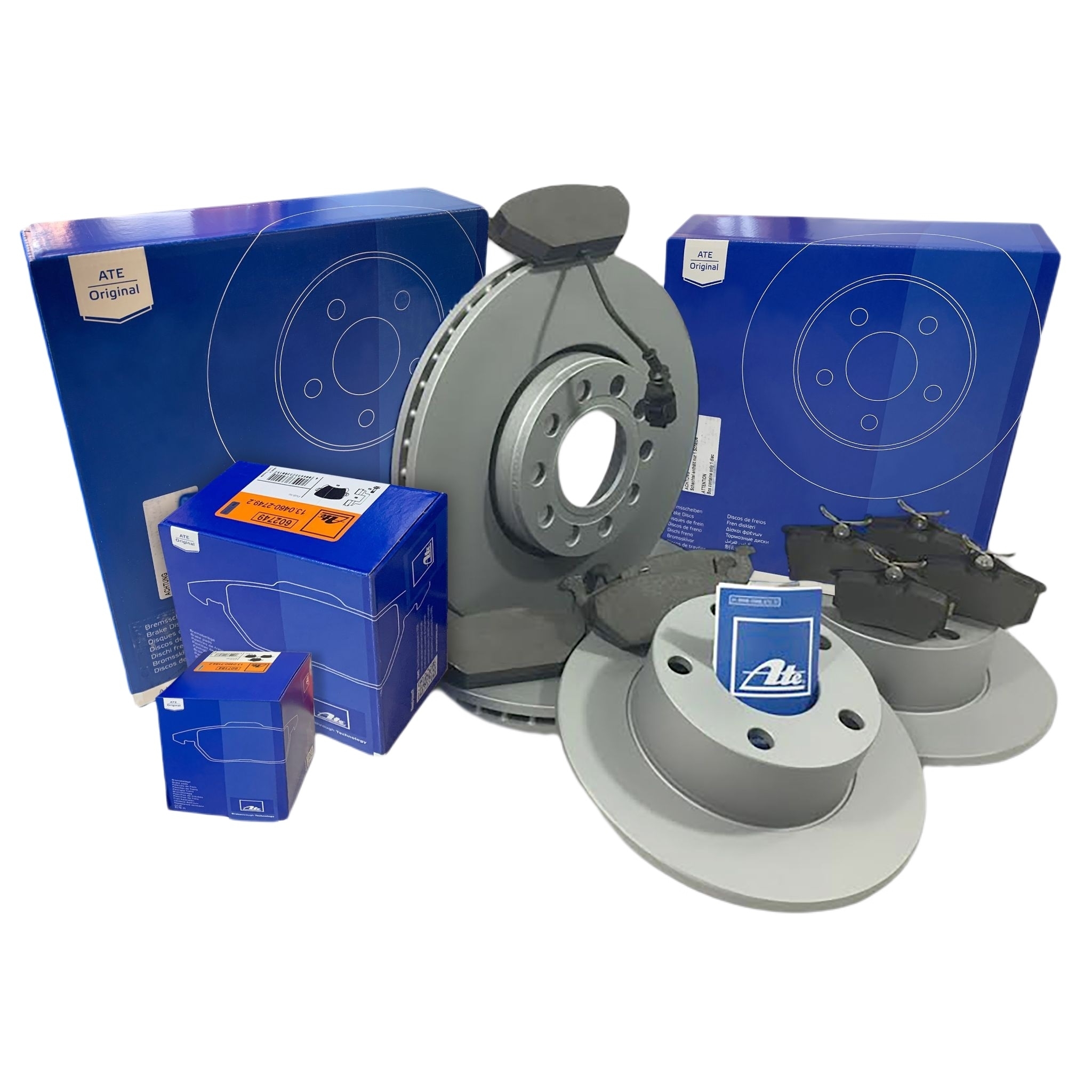 ATE BREMSSCHEIBEN + BELÄGE VORNE + HINTEN VW GOLF 4 1.4 1.6 + POLO 9N + AUDI A3