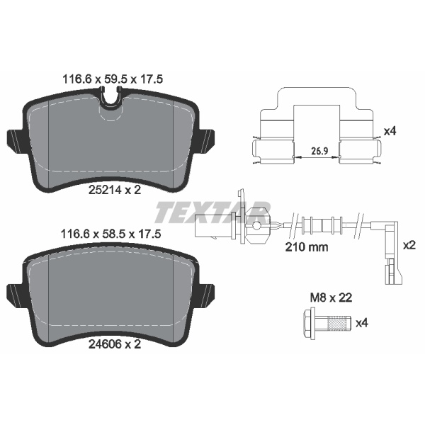 Textar Bremsenset Bremsscheiben Bremsbeläge hinten für AUDI SKODA VW SEAT Vag