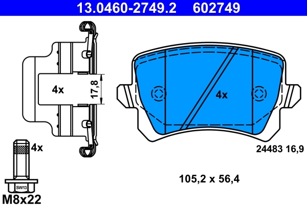 ATE BREMSSCHEIBEN 282mm BELÄGE HINTEN für VW TIGUAN 5N Bj. 2007 - 2015