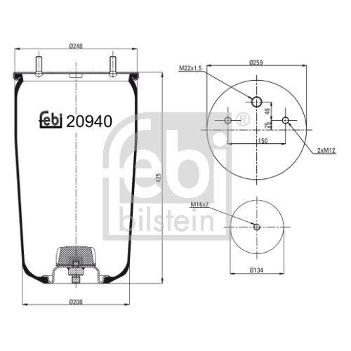 Febi Bilstein 20940 Federbalg Luftfederung für Bpw Schmitz Cargobull