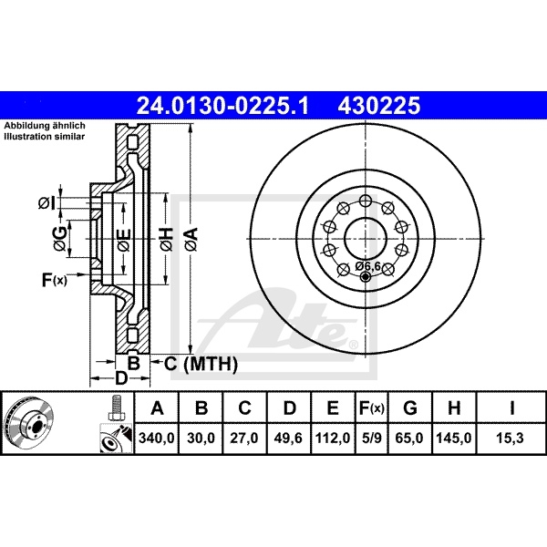 ATE Bremsenset vorne Bremsscheiben + Bremsbeläge SKODA OCTAVIA III Combi