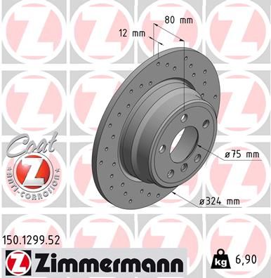 2x ZIMMERMANN Sport Z Bremsscheibe  BMW SPORT Z ohne ABE 150.1299.52